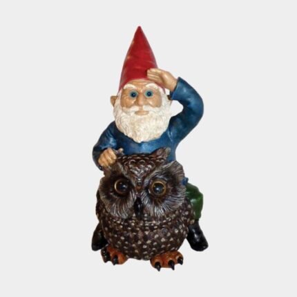 Garrold Gnome on an Owl by Michael Carr Designs